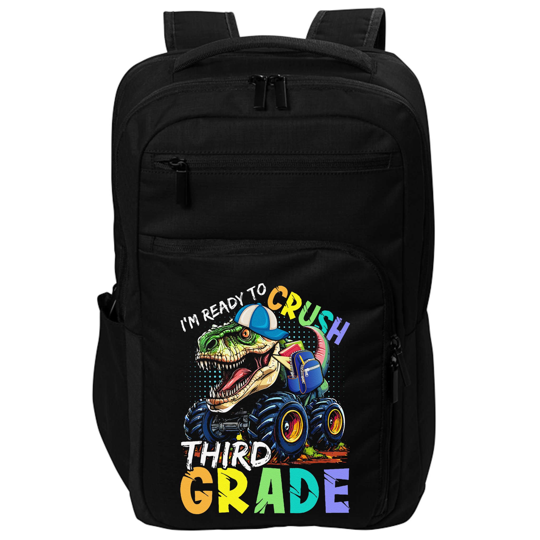 IM Ready To Crush Third Grade Monster Truck Dinosaur Impact Tech Backpack