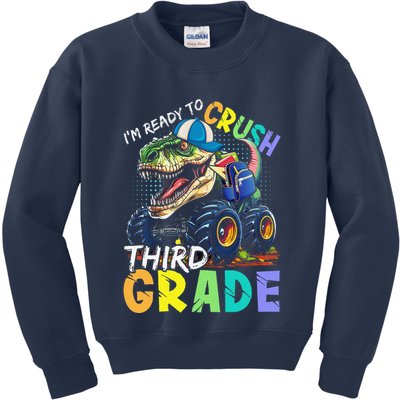 IM Ready To Crush Third Grade Monster Truck Dinosaur Kids Sweatshirt