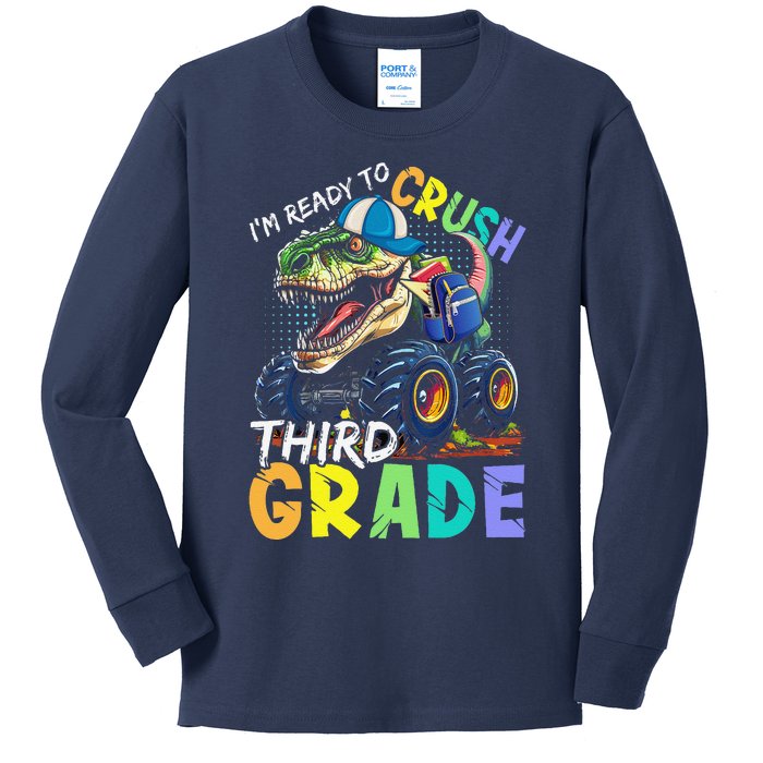 IM Ready To Crush Third Grade Monster Truck Dinosaur Kids Long Sleeve Shirt