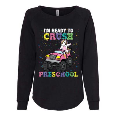 I'm Ready To Crush Preschool Unicorn Monster Truck Girl Womens California Wash Sweatshirt