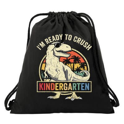 Im Ready To Crush Kindergarten Back To School Dinosaur Drawstring Bag