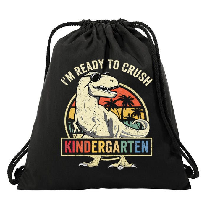 Im Ready To Crush Kindergarten Back To School Dinosaur Drawstring Bag