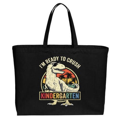 Im Ready To Crush Kindergarten Back To School Dinosaur Cotton Canvas Jumbo Tote