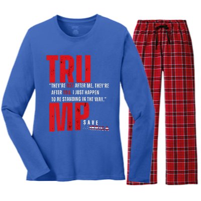 In Reality TheyRe Not After Me TheyRe After You Trump 2024 Women's Long Sleeve Flannel Pajama Set 