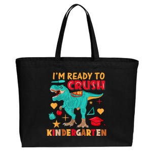 Im Ready To Crush Kindergarten Dinosaur Back To School Cotton Canvas Jumbo Tote