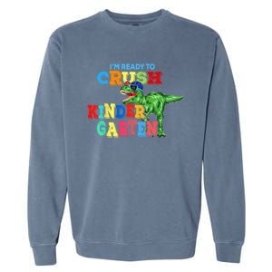 I'm Ready To Crush Kindergarten Dinosaur Back To School Kid Garment-Dyed Sweatshirt