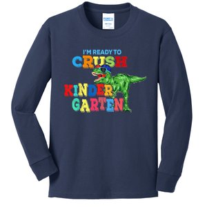 I'm Ready To Crush Kindergarten Dinosaur Back To School Kid Kids Long Sleeve Shirt