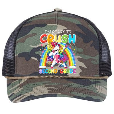 Im Ready To Crush Second Grade Unicorn Back To School Gift Retro Rope Trucker Hat Cap