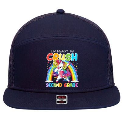 Im Ready To Crush Second Grade Unicorn Back To School Gift 7 Panel Mesh Trucker Snapback Hat