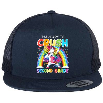 Im Ready To Crush Second Grade Unicorn Back To School Gift Flat Bill Trucker Hat