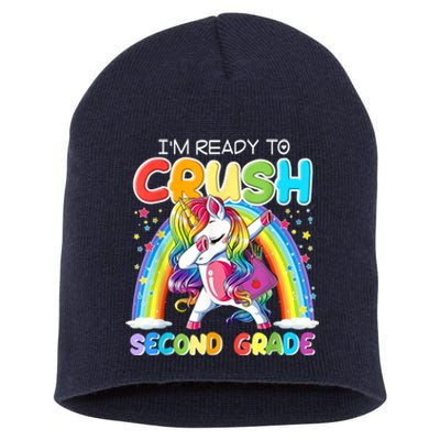 Im Ready To Crush Second Grade Unicorn Back To School Gift Short Acrylic Beanie