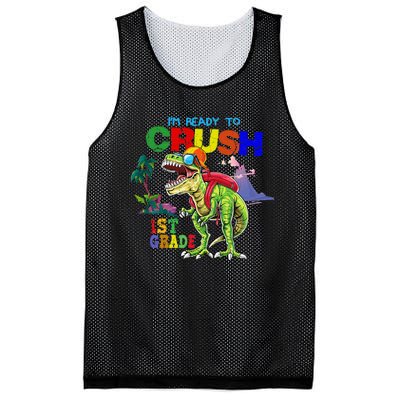 I'm Ready To Crush 1st Grade Back to School Dinosaur Mesh Reversible Basketball Jersey Tank