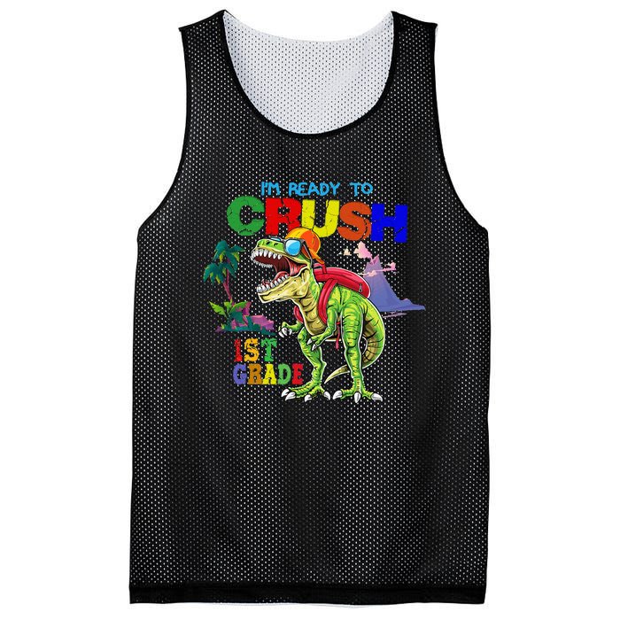 I'm Ready To Crush 1st Grade Back to School Dinosaur Mesh Reversible Basketball Jersey Tank