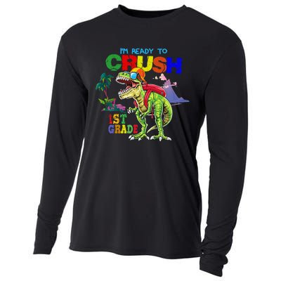 I'm Ready To Crush 1st Grade Back to School Dinosaur Cooling Performance Long Sleeve Crew