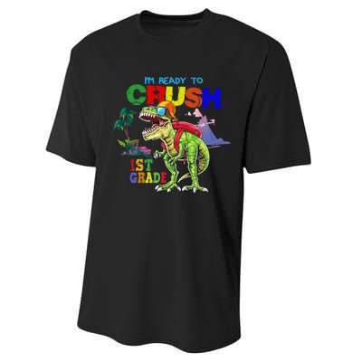 I'm Ready To Crush 1st Grade Back to School Dinosaur Performance Sprint T-Shirt