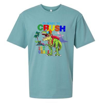 I'm Ready To Crush 1st Grade Back to School Dinosaur Sueded Cloud Jersey T-Shirt