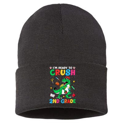 I'm Ready To Crush 2nd Grade Dinosaur Back To School Sustainable Knit Beanie