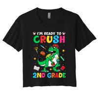 I'm Ready To Crush 2nd Grade Dinosaur Back To School Women's Crop Top Tee