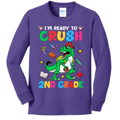I'm Ready To Crush 2nd Grade Dinosaur Back To School Kids Long Sleeve Shirt