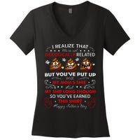 I Realize That Were Not Biologically Related Funny Stepdad Women's V-Neck T-Shirt