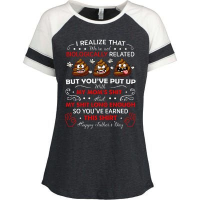 I Realize That Were Not Biologically Related Funny Stepdad Enza Ladies Jersey Colorblock Tee