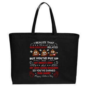 I Realize That Were Not Biologically Related Funny Stepdad Cotton Canvas Jumbo Tote