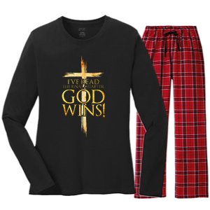 IVe Read The Final Chapter God Wins Christian Faith Cross Women's Long Sleeve Flannel Pajama Set 