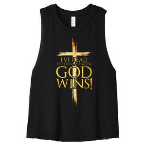 IVe Read The Final Chapter God Wins Christian Faith Cross Women's Racerback Cropped Tank