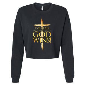 IVe Read The Final Chapter God Wins Christian Faith Cross Cropped Pullover Crew