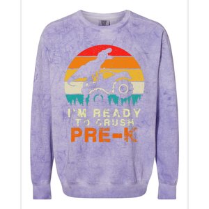 Im Ready To Crush Pre K Dino Monster Truck Back To School Colorblast Crewneck Sweatshirt