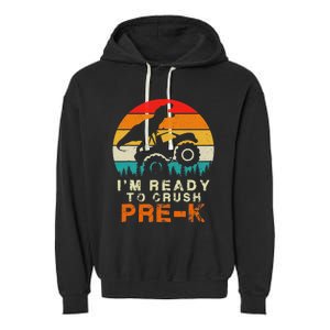 Im Ready To Crush Pre K Dino Monster Truck Back To School Garment-Dyed Fleece Hoodie