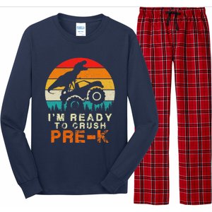 Im Ready To Crush Pre K Dino Monster Truck Back To School Long Sleeve Pajama Set