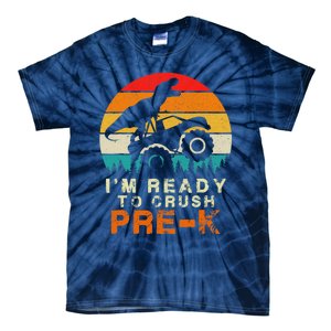 Im Ready To Crush Pre K Dino Monster Truck Back To School Tie-Dye T-Shirt