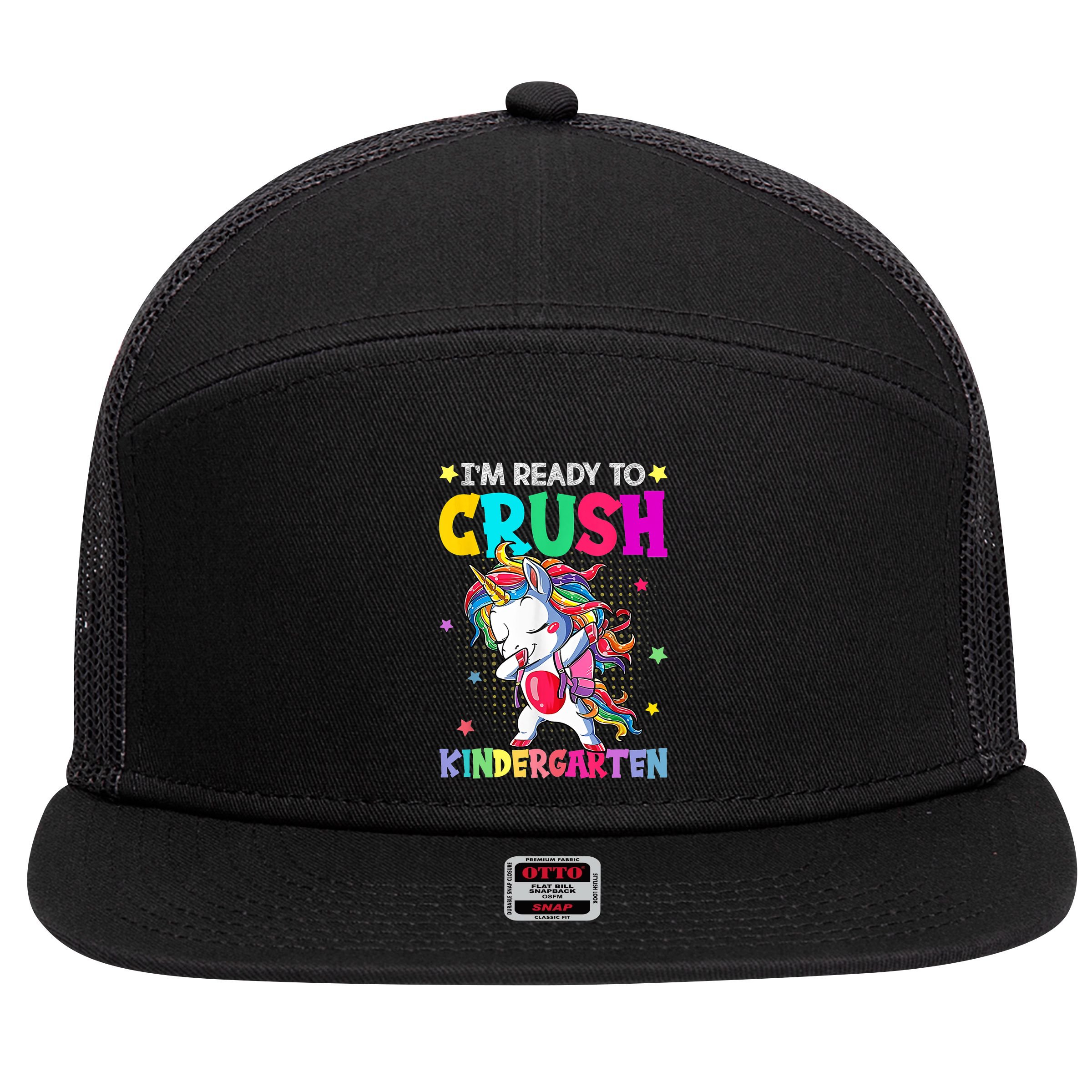 Im Ready To Crush Kindergarten Happy First Day Of School 7 Panel Mesh Trucker Snapback Hat