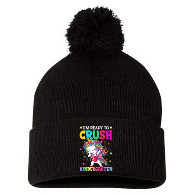 Im Ready To Crush Kindergarten Happy First Day Of School Pom Pom 12in Knit Beanie