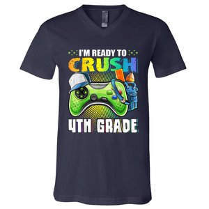 Im Ready To Crush 4th Grade Back To School Video Game Boy V-Neck T-Shirt