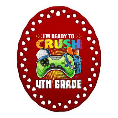 Im Ready To Crush 4th Grade Back To School Video Game Boy Ceramic Oval Ornament