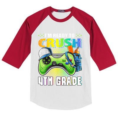 Im Ready To Crush 4th Grade Back To School Video Game Boy Kids Colorblock Raglan Jersey