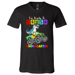 I'm Ready To Crush Kindergarten Dinosaur Back To School V-Neck T-Shirt