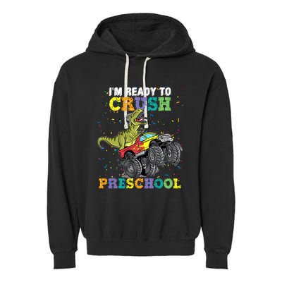 IM Ready To Crush Pre K Monster Truck Dinosaur T Rex Boy Garment-Dyed Fleece Hoodie