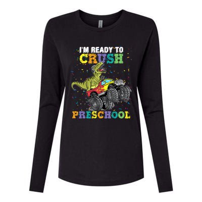 IM Ready To Crush Pre K Monster Truck Dinosaur T Rex Boy Womens Cotton Relaxed Long Sleeve T-Shirt