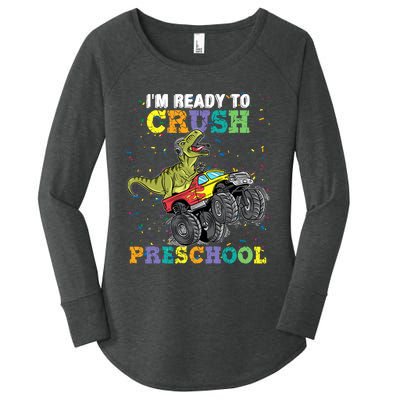 IM Ready To Crush Pre K Monster Truck Dinosaur T Rex Boy Women's Perfect Tri Tunic Long Sleeve Shirt