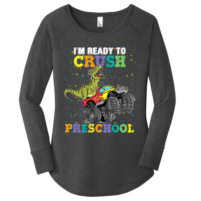 IM Ready To Crush Pre K Monster Truck Dinosaur T Rex Boy Women's Perfect Tri Tunic Long Sleeve Shirt