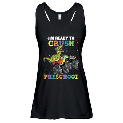 IM Ready To Crush Pre K Monster Truck Dinosaur T Rex Boy Ladies Essential Flowy Tank