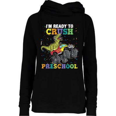 IM Ready To Crush Pre K Monster Truck Dinosaur T Rex Boy Womens Funnel Neck Pullover Hood