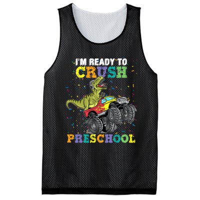 IM Ready To Crush Pre K Monster Truck Dinosaur T Rex Boy Mesh Reversible Basketball Jersey Tank