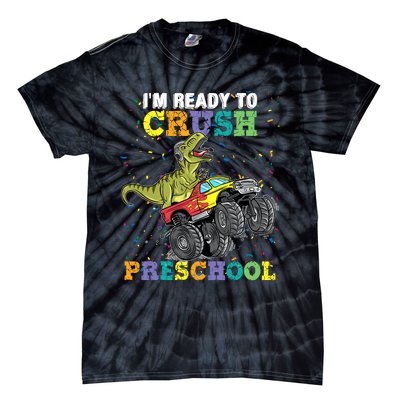 IM Ready To Crush Pre K Monster Truck Dinosaur T Rex Boy Tie-Dye T-Shirt