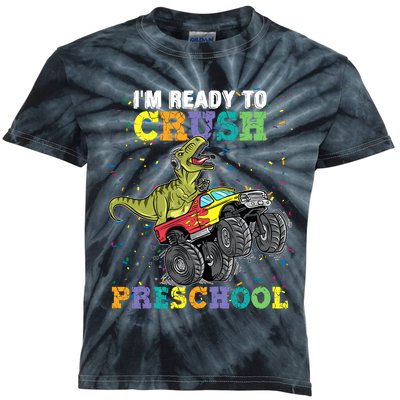 IM Ready To Crush Pre K Monster Truck Dinosaur T Rex Boy Kids Tie-Dye T-Shirt