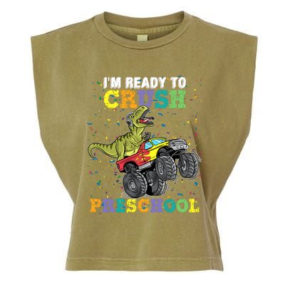 IM Ready To Crush Pre K Monster Truck Dinosaur T Rex Boy Garment-Dyed Women's Muscle Tee