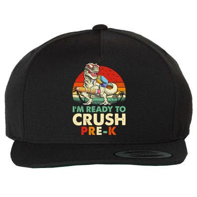 Im Ready To Crush PreK Retro Dinosaur Funny Back To School Gift Wool Snapback Cap